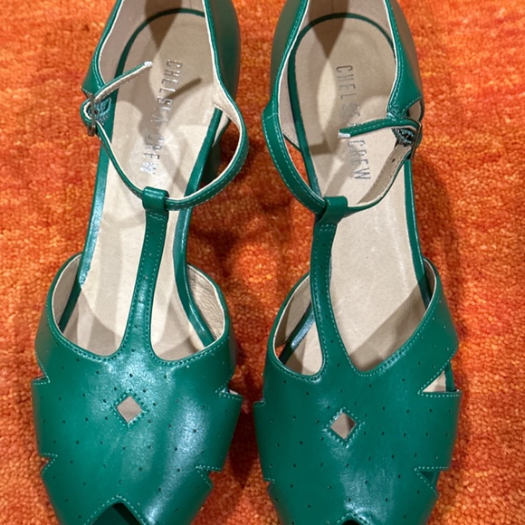 Chelsea Crew Sergi Pumps Open Toe Green Sandles Style Shoes! NWT 9.5 - Picture 3 of 8